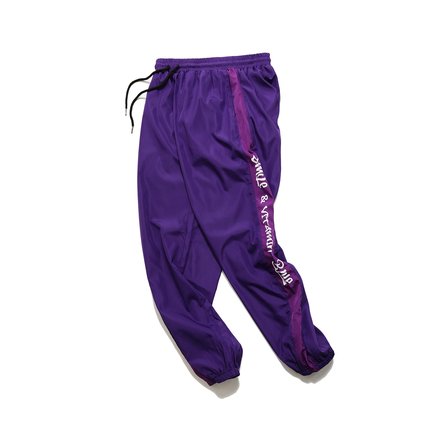 
Customized and RTS 100% Polyester Streetwear Drawstring Loose Casual Sports Hip-hop Violet Jogger Pants Men 