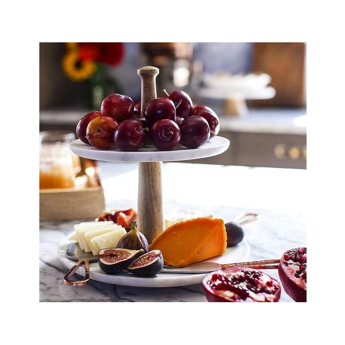 2 Tier Factory Price Marble Cake Server Stand Wholesale Restaurant for Dessert Table