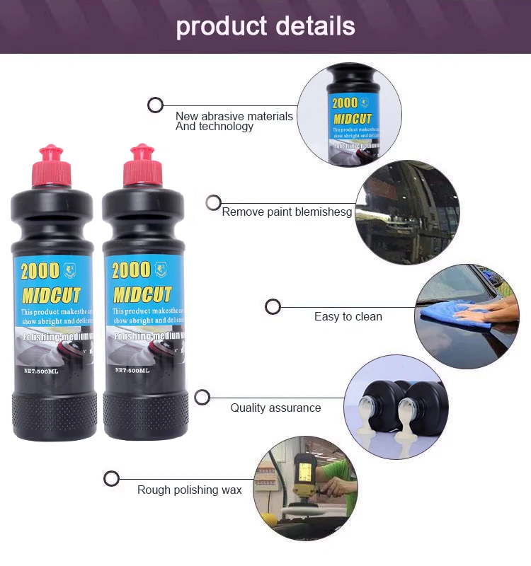 Customizable 500ML automotive medium cutting and polishing compound for automotive polishing