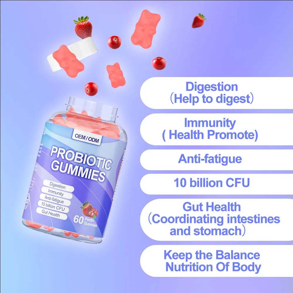 Hot Selling Probiotic Gummies Natural Probiotics No Chemical Compounds Probiotics 10Billion CFU Whitening From the Inside Out