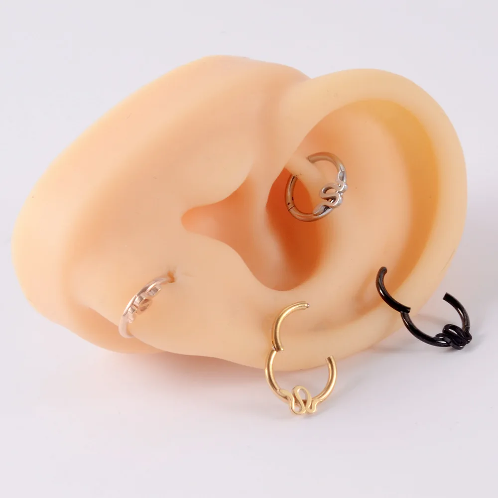 New Tiny Black Snake Septum Clicker Tragus Conch Helix Daith Cartilage Studs Earrings 316L Surgical Steel Snake Ear Piercing