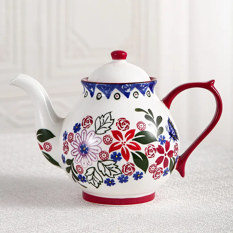 High Quality Porcelain Sugar Pot Milk Jug Tea Cups And Saucer Sets British Floral Ceramic Coffee Tea Set With Teapot