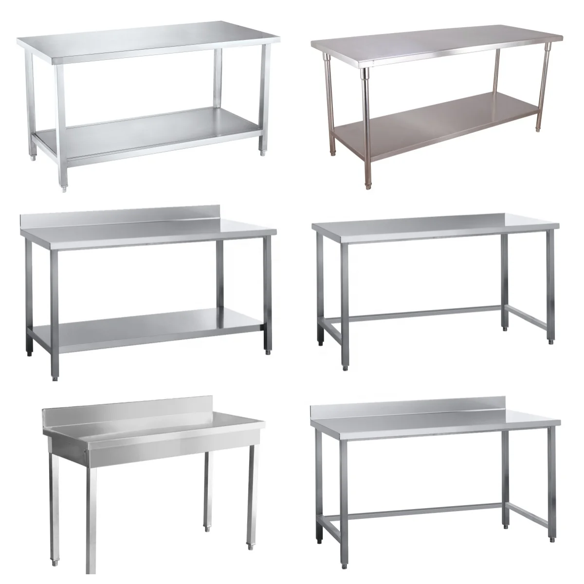 Commercial Hotel Restaurant Bakery Kitchen Equipment Stainless Steel Work Table Workbench With Round Tube