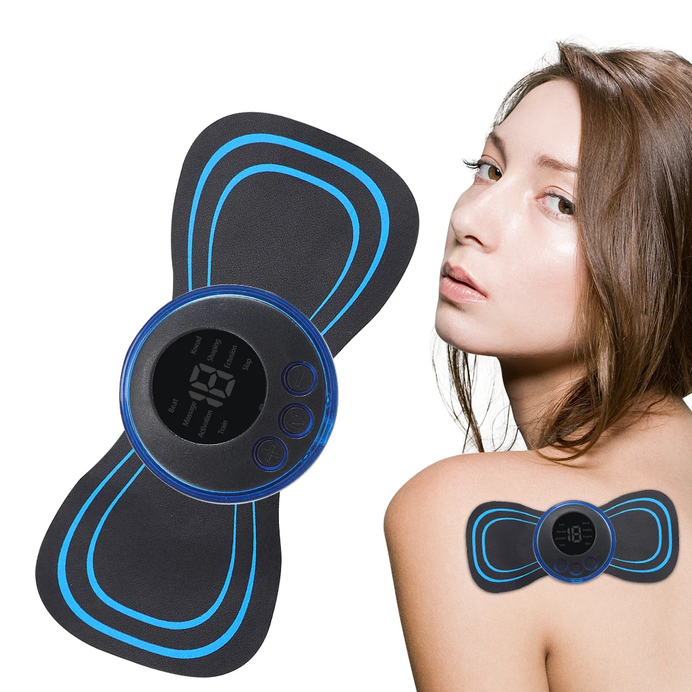Electric Mini Ems Masajeador Electrico Vibration Butterfly Portable Ems Neck Massager