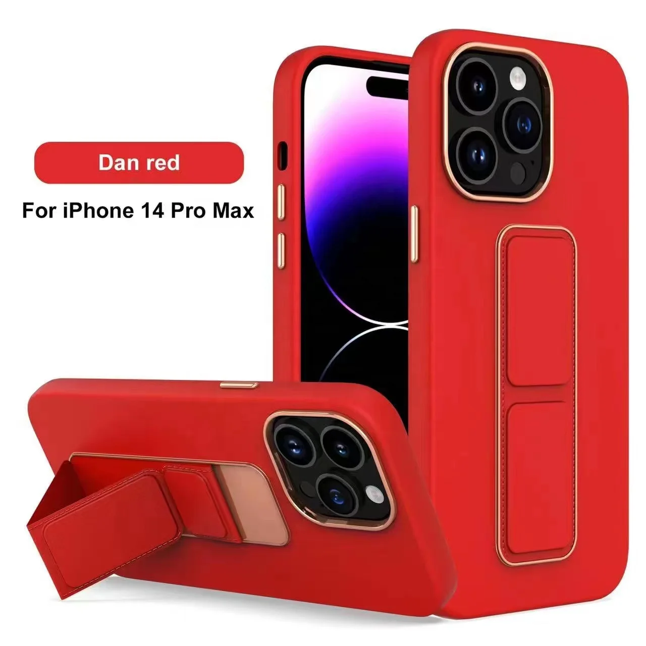 Electroplating Gilding Shockproof Stand Case For iPhone 14 13 Pro Max Luxury Plated Soft Phone Cover Case With Holder