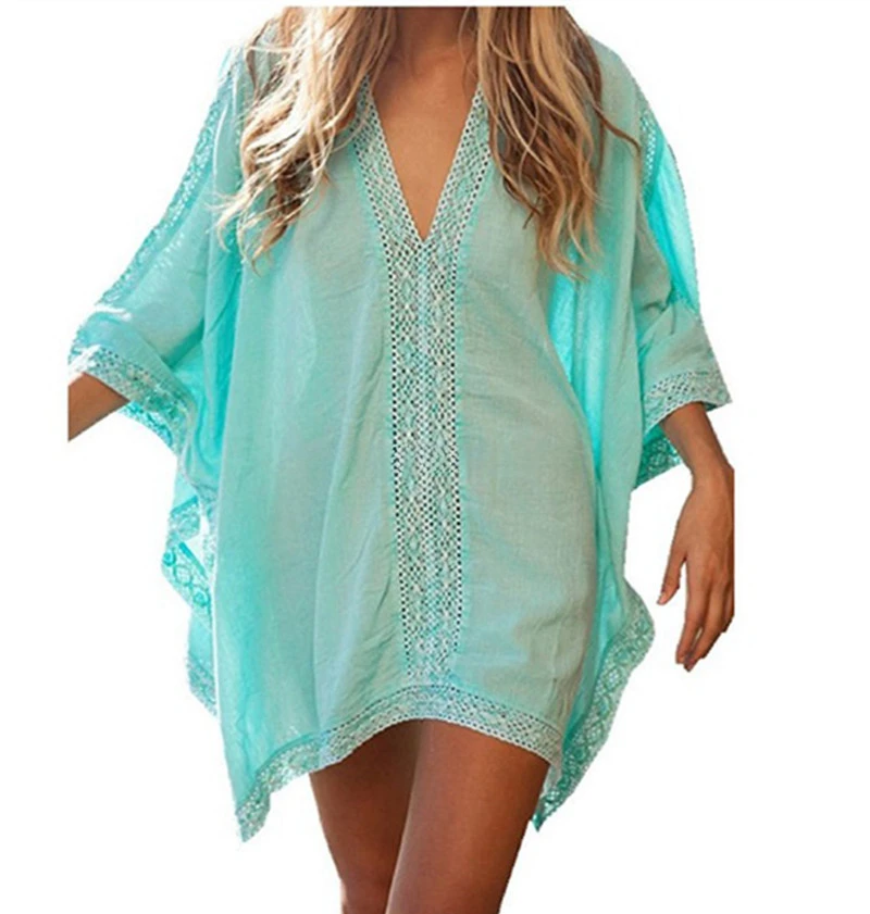 Beach Cover Up Dress Women Lace Bathing Suit Swimsuit Cover Ups Summer Beach Wear Tops Kaftan Tunic Bikini Cover Ups