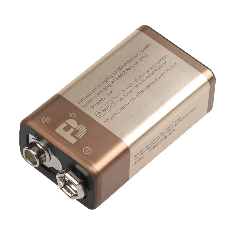 9v rechargable battery Dongguan FB 9V 180mAh energy-saving and pollution-free NiMH rechargeable batteries ni-mh battery packs