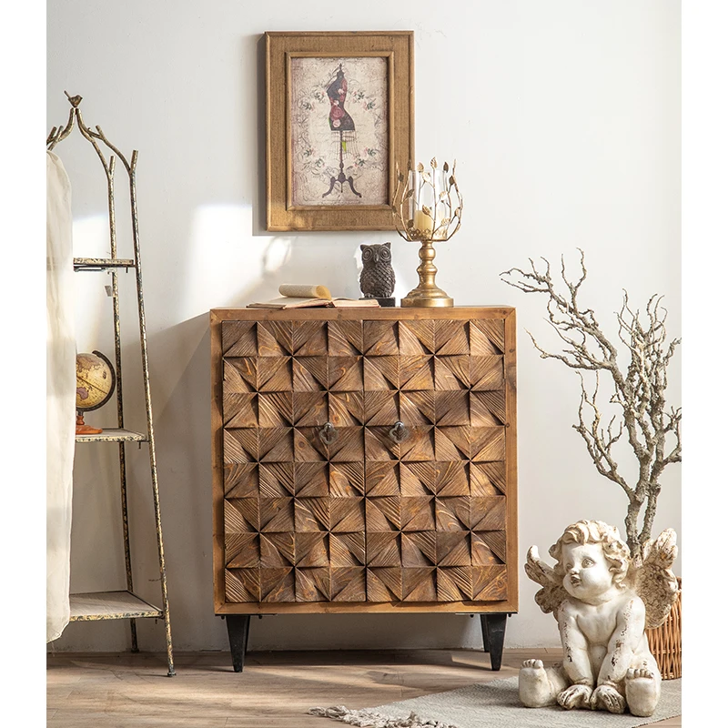 Коричневая мебель для гостиной декоративная антикварный шкаф из массива дерева с двумя дверями резьбы