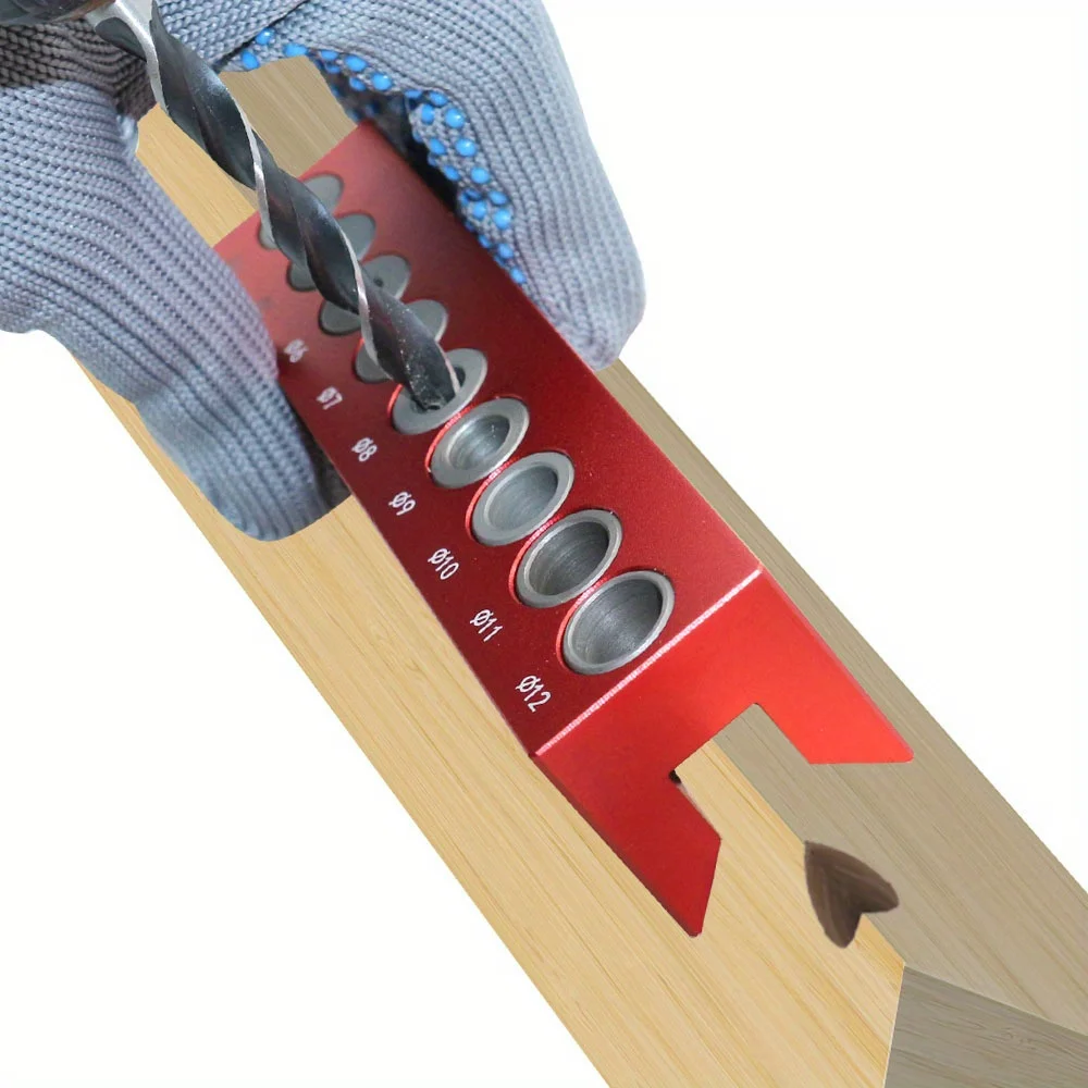 4-12mm Vertical Hole Drilling Guide Aluminum Alloy Pocket Hole Doweling Jig Self-centering Punching Hole Locator Woodworking Jig