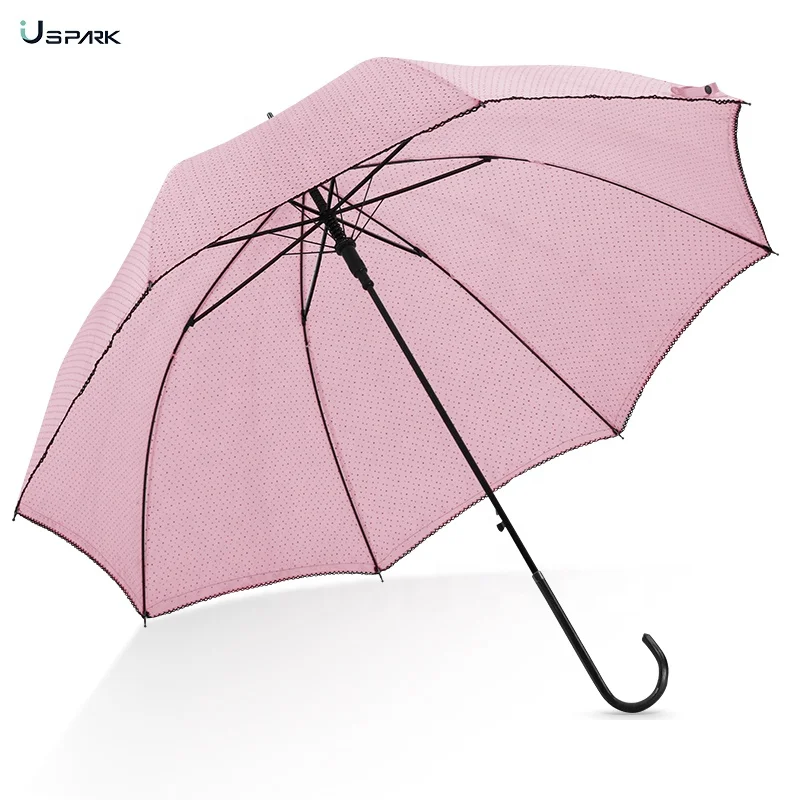 23inch Polka Lace Superfine Fashion Straight Umbrella For Women