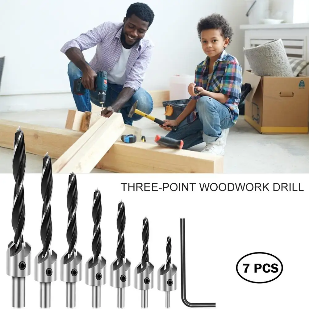 
7PCS Countersink Drill Bit HSS Drill Bit Set With Adjustable Woodworking Chamfering Counter Bits Perfect For Plastic Wood 