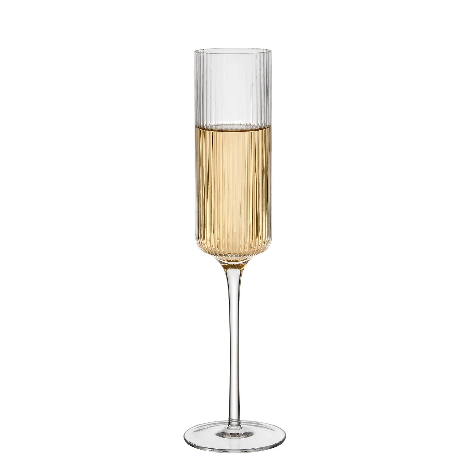 Customized Quality wine glass set luxury Champagne Flute Glass Stripe ripple white wine glass
