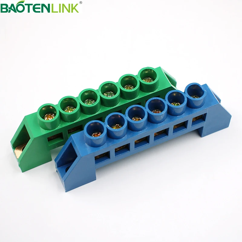 BAOTENG neutral terminal bus bar din rail 12 holes copper ground earth terminal bus bar for din