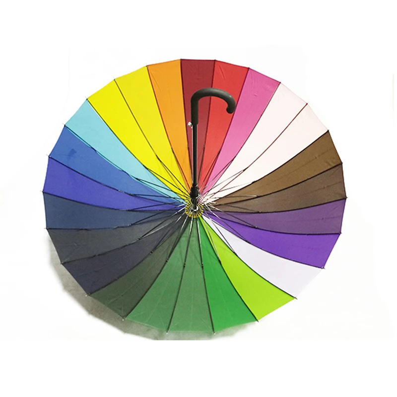 High Quality Custom Design 24 RIbs Big Size Windproof Rainbow Umbrella