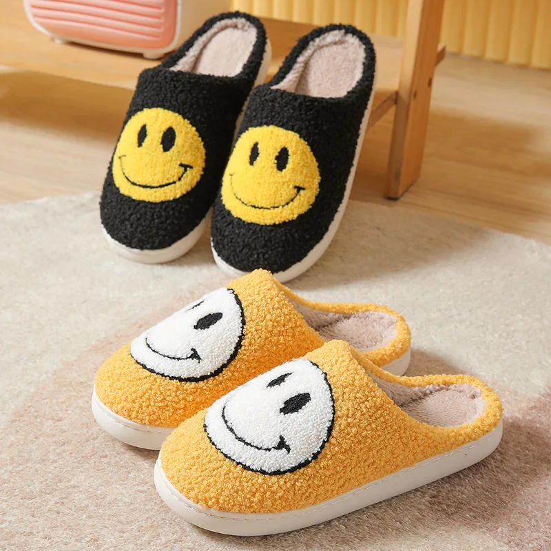 Smiley Face Slipper Soft Plush Drew House Justin Slippers Foam Shoes Slip-on Cozy Indoor Outdoor Slippers