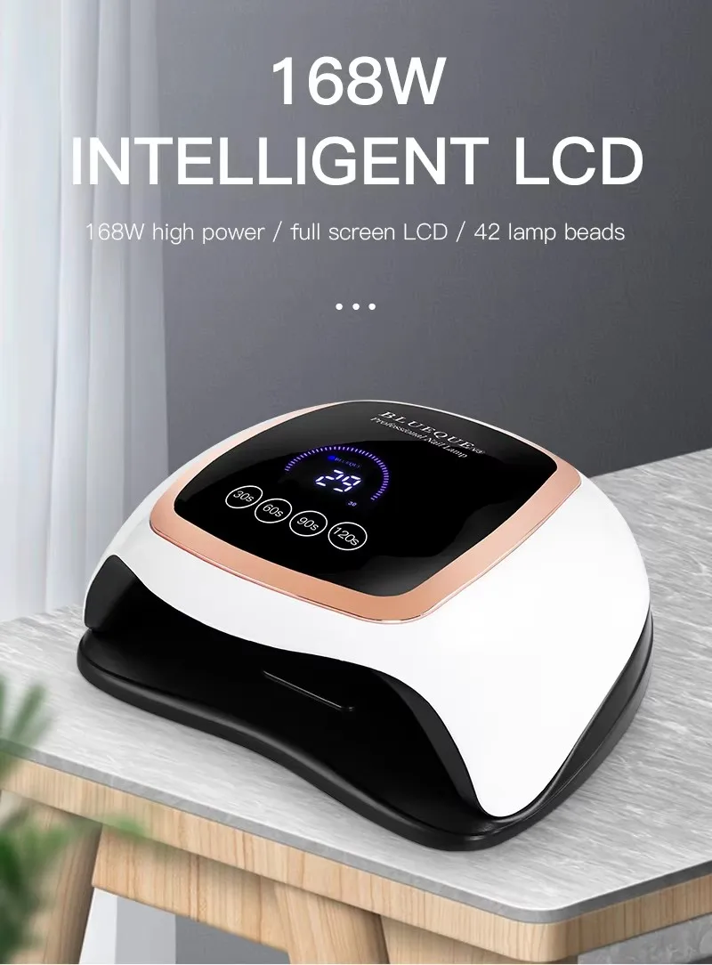 168W Nail Led Display 42 UV Led Light Touch Button Nail Lamp Curing Gel Polish Professional Manicure Lamp UV Nail Salon Dryer