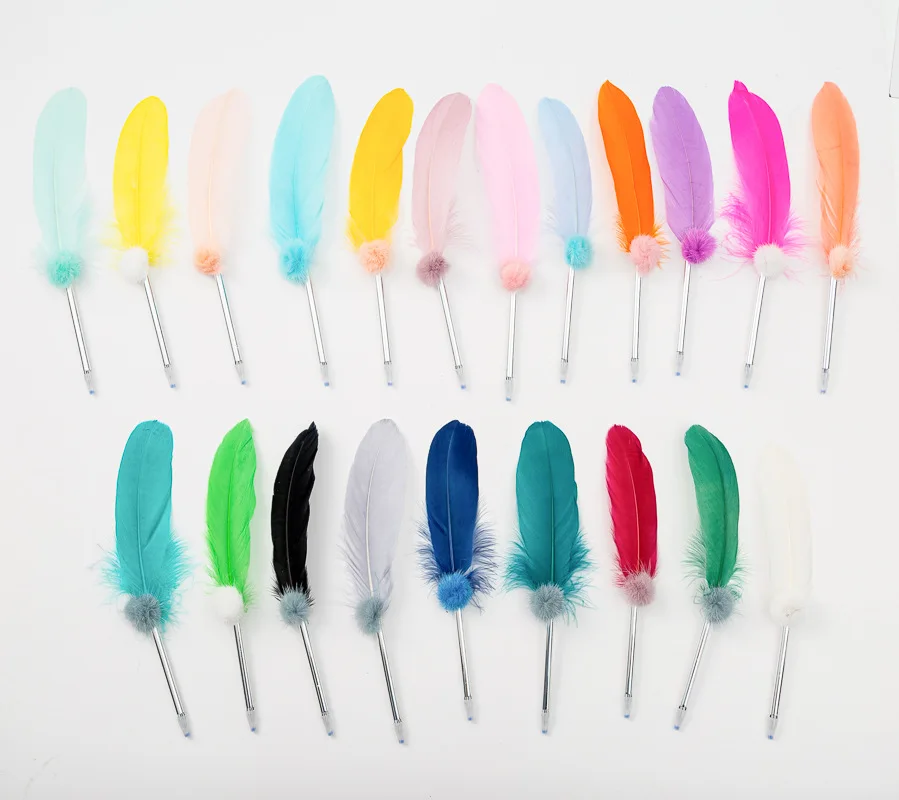 Корейская ручка с перьями шарик для макарон красочный подарок шариковая металлическая