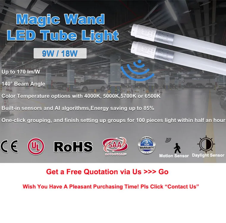 Commercial Industrial Office 4000k / 5000k / 5700k / 6500k Club T8 Led Tube Led Motion Sensor Lights