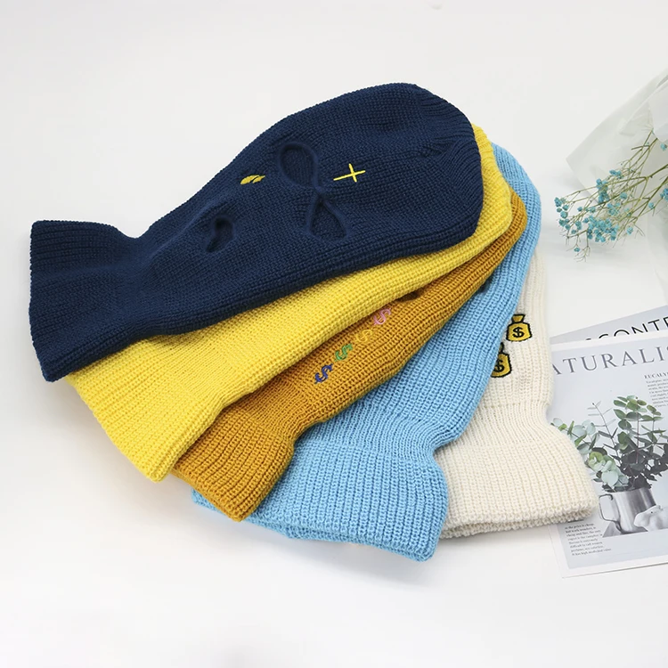 Custom winter hat Balaclava Face Mask Personalized 3 Holes Embroidery Pink Neon Balaclava Hat Ski Mask