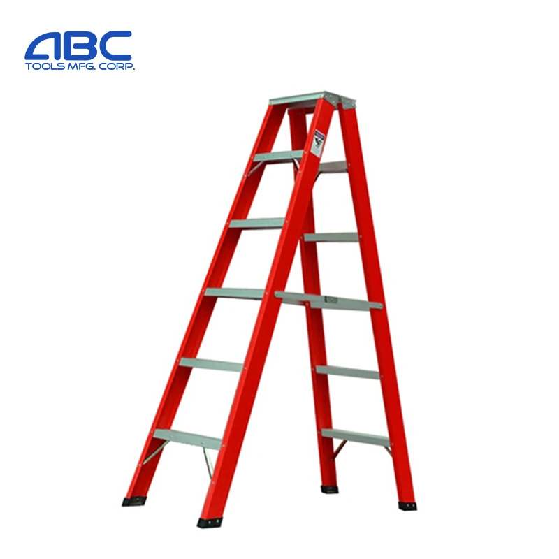 Hot sale top quality strengthen folding fiberglass twin step ladder with shelf for electricians jobstation