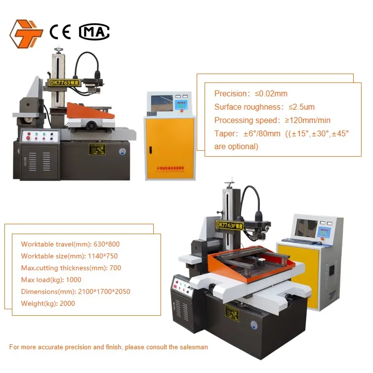 molybdenum wire 5 axis high precision Wire cnc edm metal cutting machine DK7763F with X8 controller