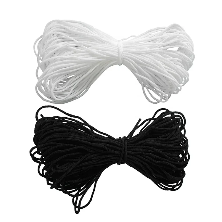 5MM  Earloop   Elastic  Black Flat Thin Cord Holder Soft Ear Tie Rope Elastic Cord