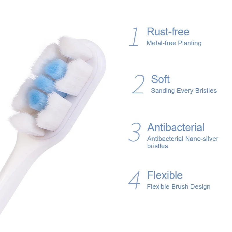 Hot Sale Custom Logo Super Soft Eco Friendly 10,000 Bristles Toothbrush for Sensitive Teeth
