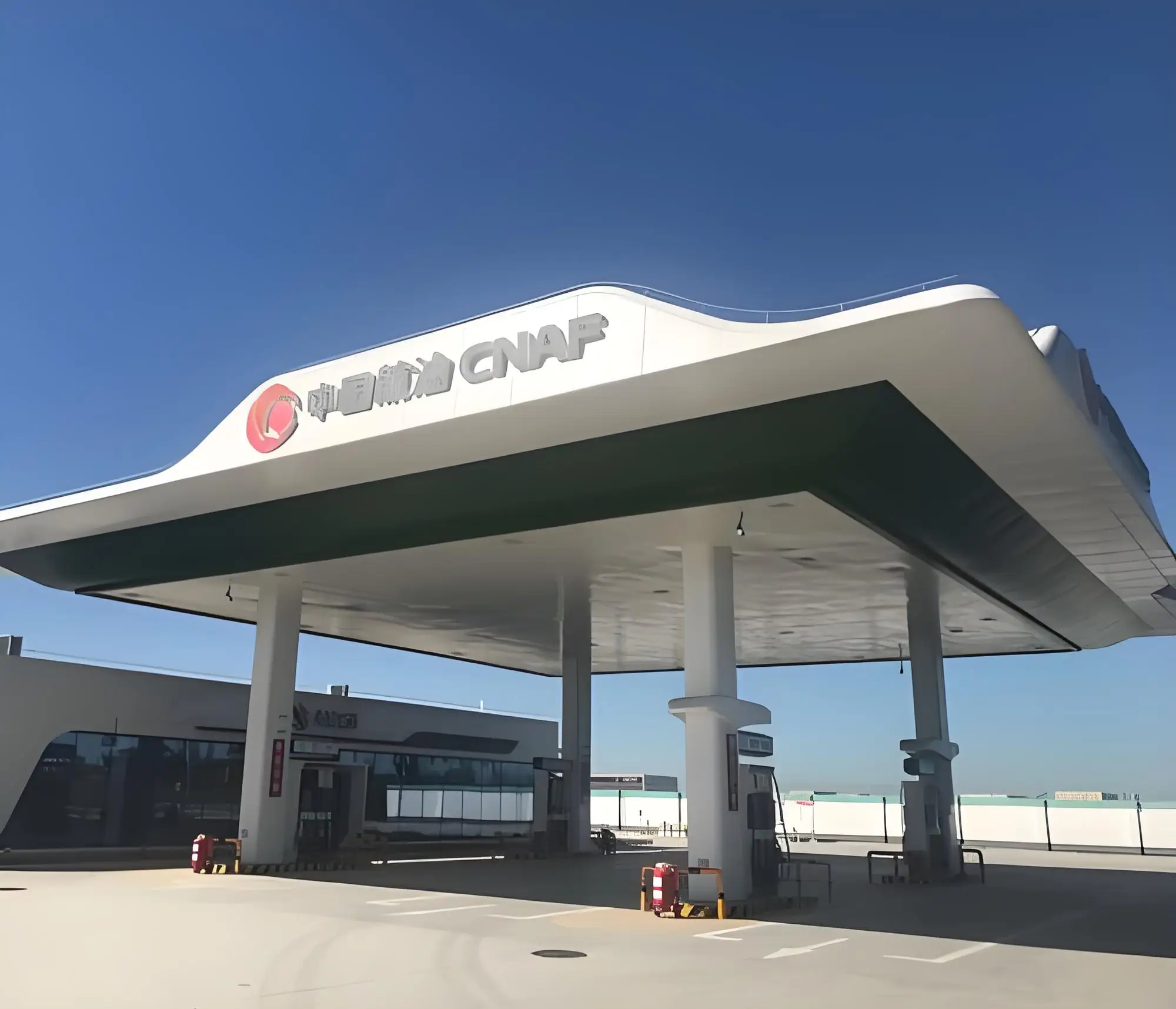 Gas Station Steel Roof Canopy | Sunshade Shelter with Grid Structure | Prefabricated Metal Roofing for Fuel Stations