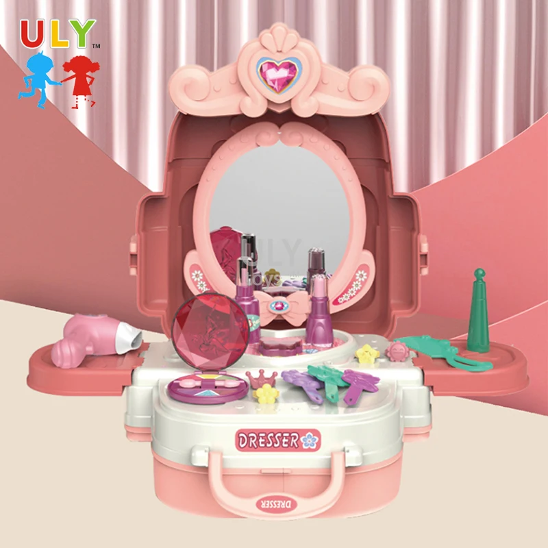 High Quality Kids Pretend Play Beauty Set Toy Backpack Toy Plastic Cosmetics Makeup Set Toys For Girls