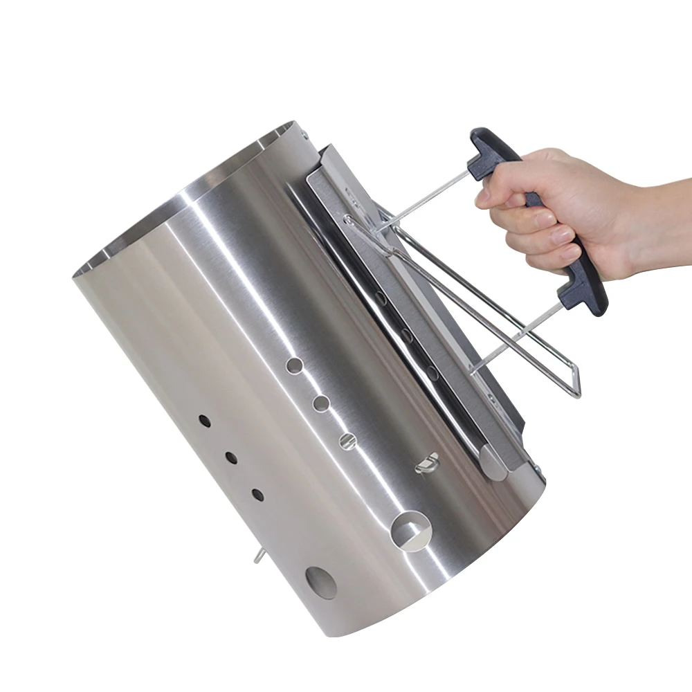 BBQ Fire Chimney Starter Stainless Steel BBQ Coal Chimney Starters With PP Handle