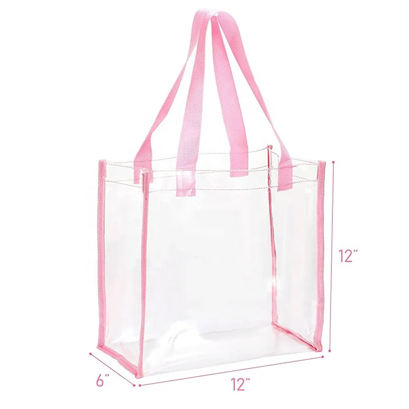 Wholesale Colored clear bags Shopping Bags Waterproof PVC Tote Bags Stadium approved Transparent Handbag