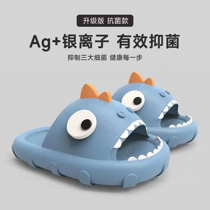 Summer Home Women Shark Slippers Anti-skid EVA Solid Color Couple Parents Outdoor Cool Indoor Household Funny Shoes