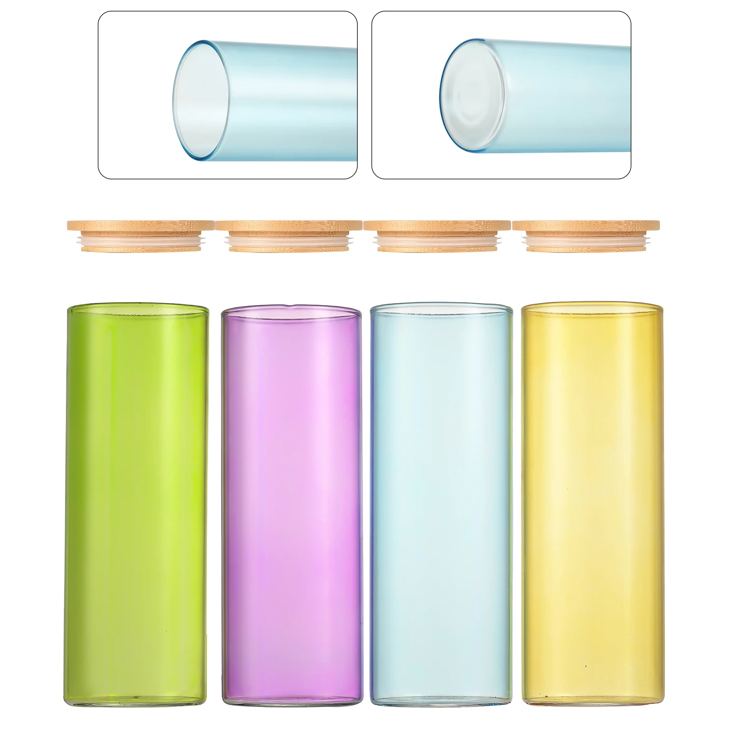 Ultra-Low Shipping Cost Blank Transparent Juice Milk Glass Can Cup With Bamboo Lid And Straw