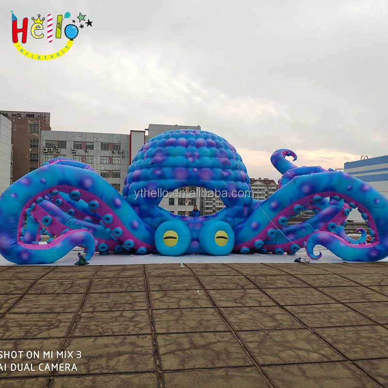 Advertising event inflatable cartoon blue octopus LED light model Inflatable DJ octopus stage for decor