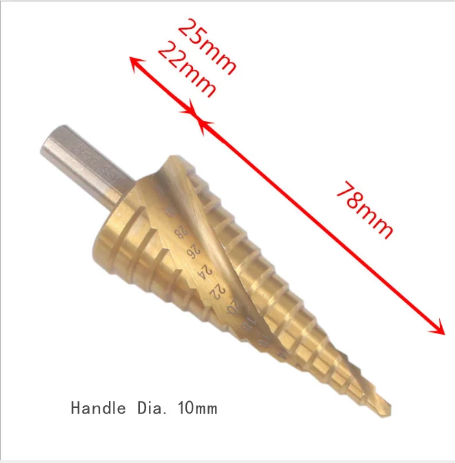 3 pcs Spiral fluted step drill for metal Drilling