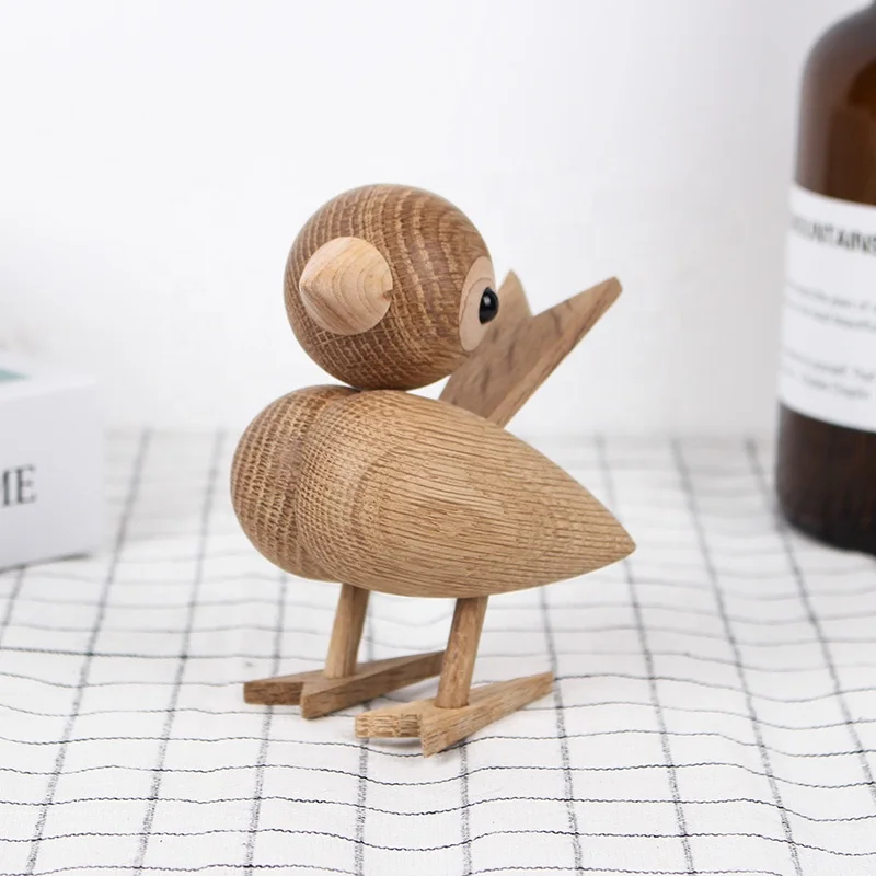 
Nordic Superior Oak Sparrow Wooden Dolls Lovely Nature solid Wood Bird Figures Ornament Home Decor Shelf Decoration Figurines 