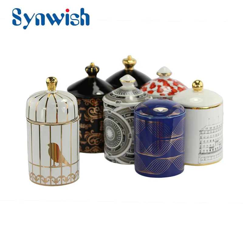Luxury Ceramic Candle Vessels Unique Candle Mugs Custom Ceramic Jars Reed Diffuser Container With Lids For Wedding Candle