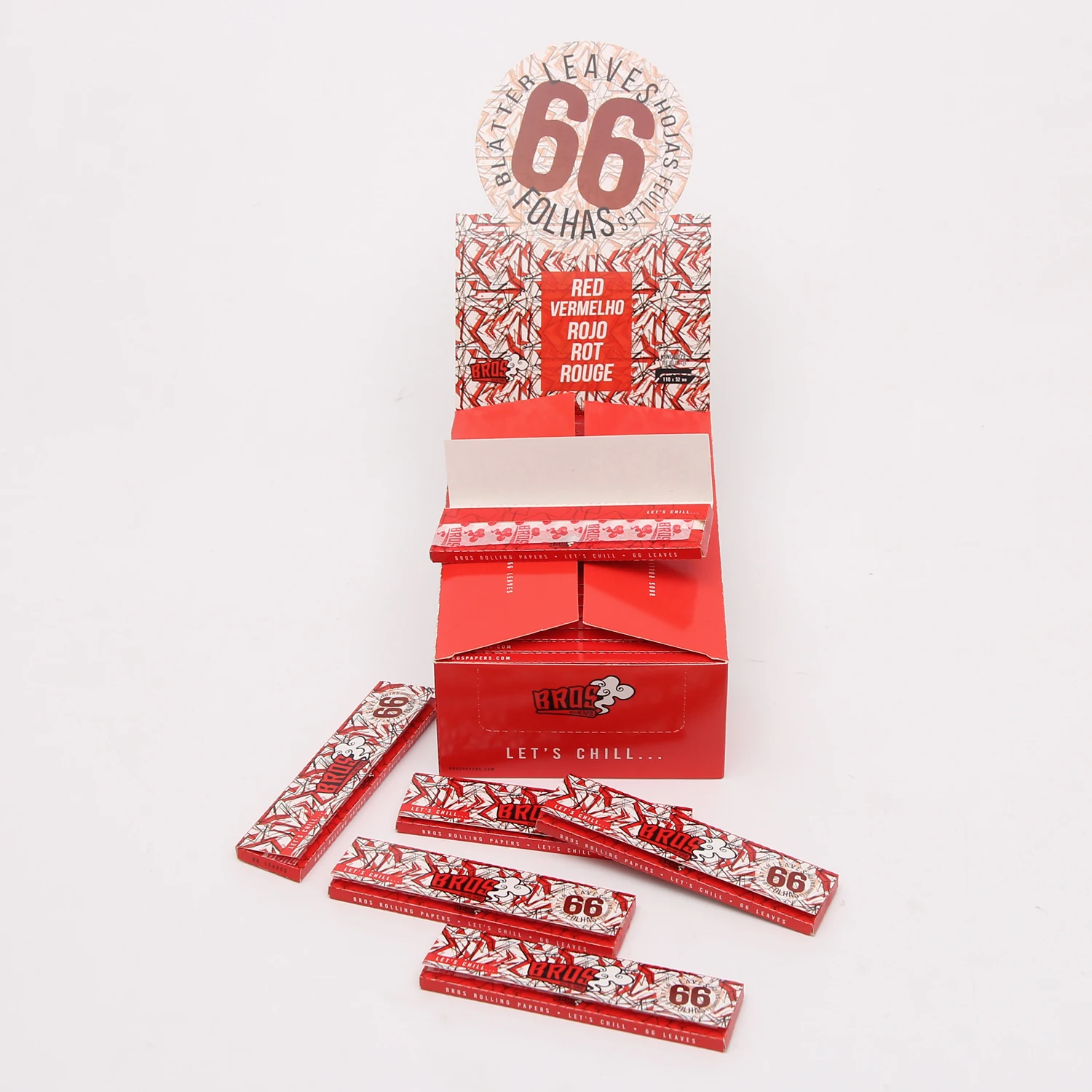 Bros 66 red smoke paper organic smoking rolling paper  tobacco rolling paper custom brand