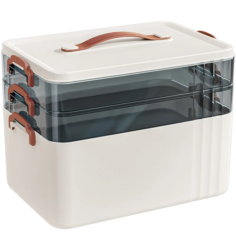 New large household medicine box Large capacity family Multi-layer drug classification storage and finishing