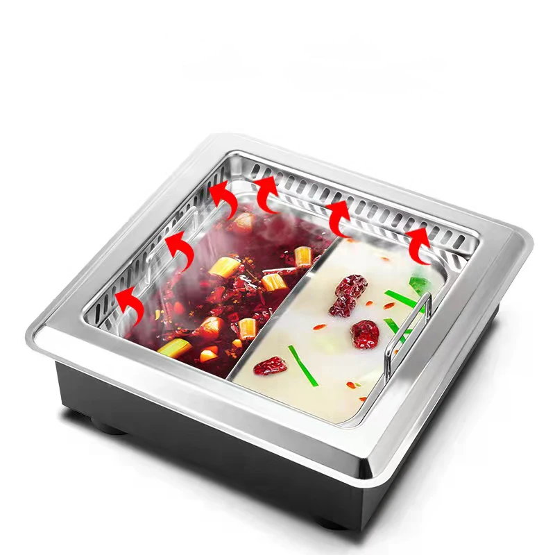 Бездымный барбекю стол коммерческий барбекю гриль стол для ресторана Горячий Горшок стол