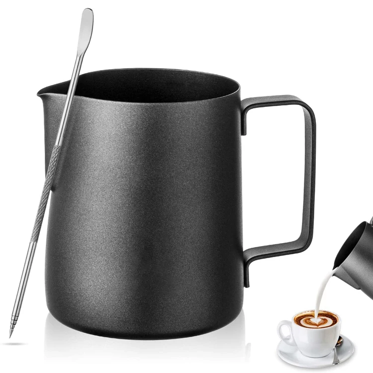 PURPLESEVEN 20oz 600ml Stainless Steel Espresso Steaming Milk Coffee Latte Art Frothing Pitcher Jug with Decorating Art Pen