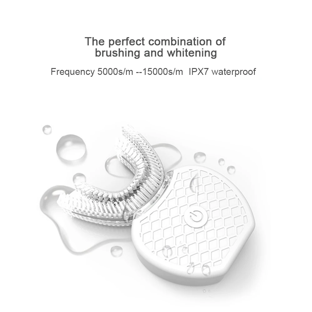 Smart 360 Automatic Electric Sonic Toothbrush U Type Tooth Brush USB Charging Tooth Teeth Whitening Blue Light Waterproof Adult