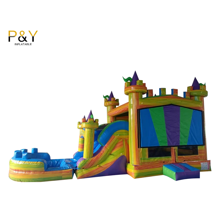 Оптовая продажа Забавный городской коммерческий 8-футовый детский игровой большой надувной замок для прыжков в помещении с водной горкой