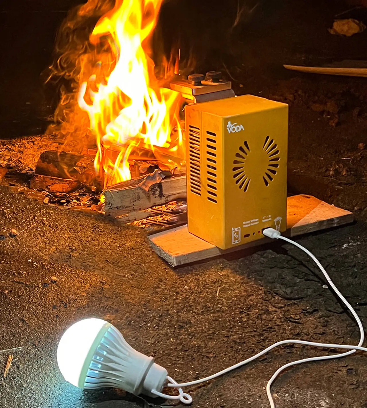 Portable Heat Powered Generator Camping Outdoor Barbecue Light Emergency Power Supply