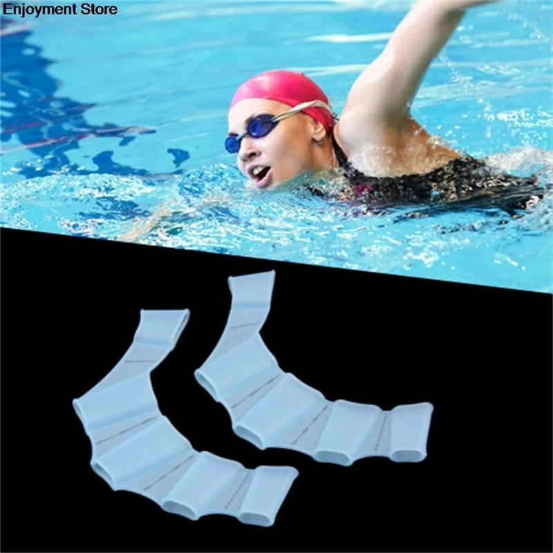 2pcs Water Sports Diving Unisex Frog Swim Type Silicone Girdles Swimming Hand Fins Flippers Palm Finger Webbed Gloves Paddle
