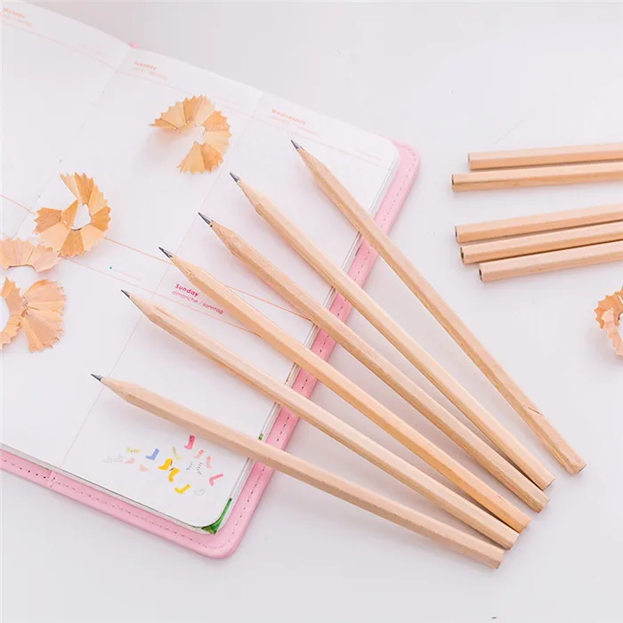 Eco-friendly Natural Wood Pencil HB Blank Hexagonal Non-toxic Standard Pencil Cute Stationery
