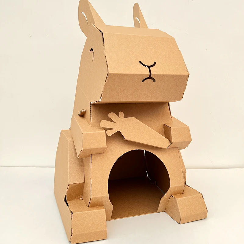 cardboard cat house eco friendly unique cat scratcher board carton box for indoor bed DIY Assembling Custom Pet House diy
