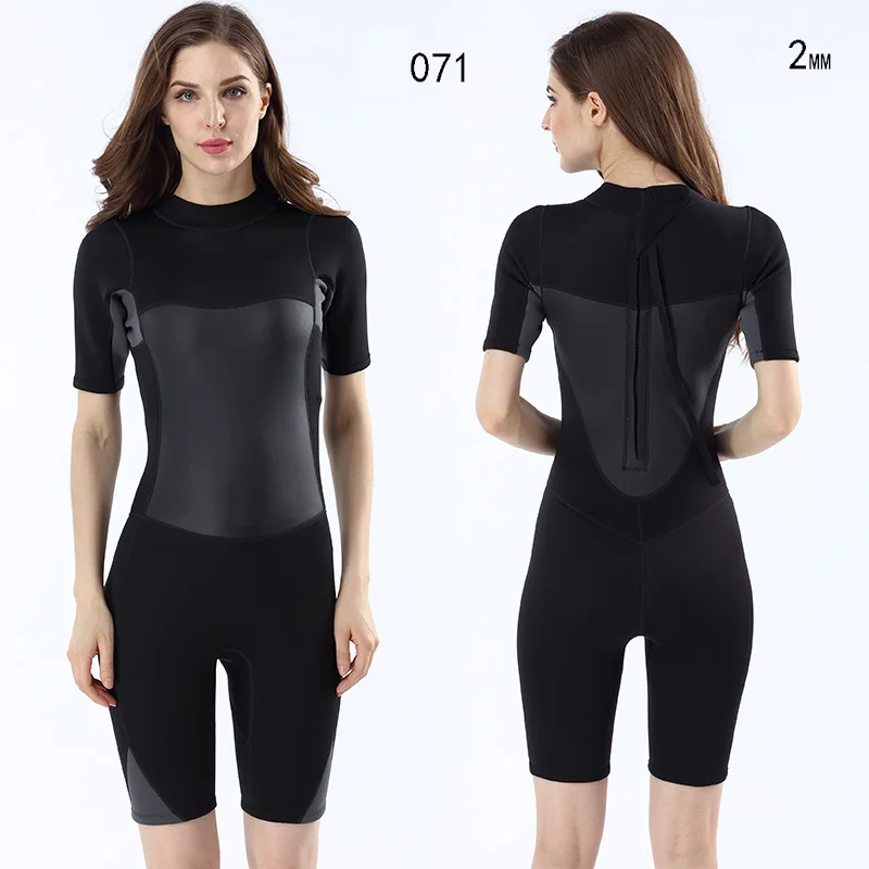 Small Order Customized Women 2mm Neoprene Stretch Nylon Anti-UV Sun Protection Rash Guards Swimming Diving Surf Shorty Wetsuits