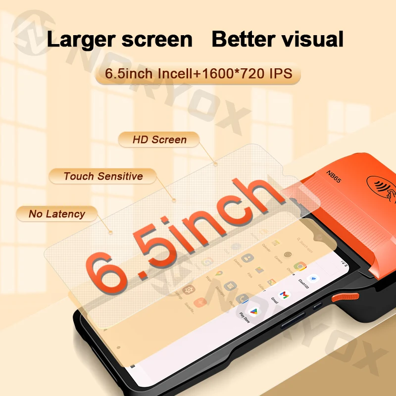 Noryox Nb65 3+32Gb Handheld Terminal 6.5 inch Android 14 Mobile Pos Terminal With 80mm Thermal Printer Gprs,2 Sim Card