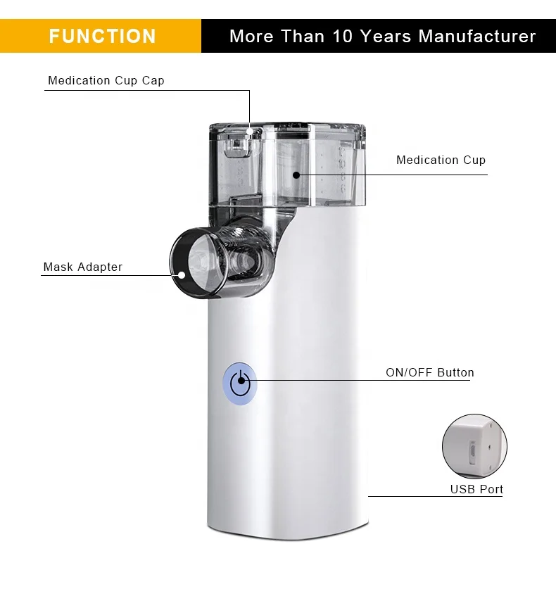 Portable Ultrasonic Inhaler Nebulizer with Rechargeable Lithium Battery